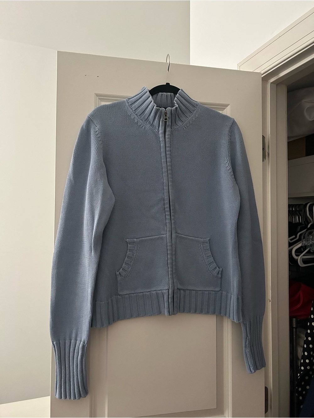 Vintage GAP Light Blue 100% Cotton Zip-Up Sweater, size L
